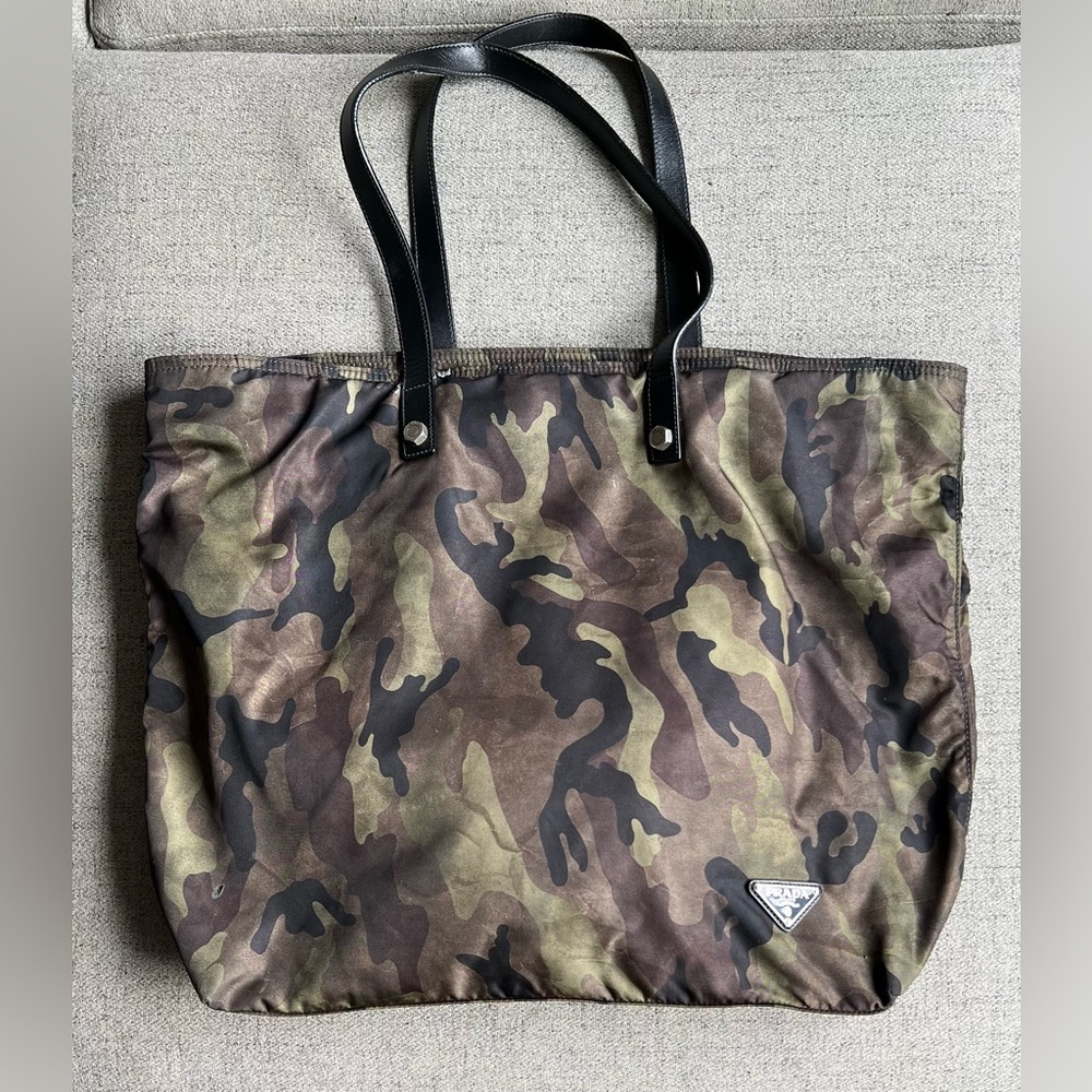 Prada Tessuto Nylon Camouflage print nylon shoulder tote bag